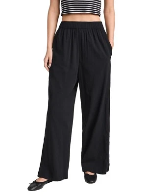 Madewell Blaise Wide-Leg Pants Womens Lightweight Black Pull On Elastic Waist - Image 1 of 3