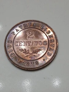 1878 Dominican Republic 2 Centavos Essai Pattern Bronze Proof VERY RARE KM# 14.2 - Picture 1 of 7