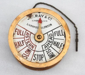 ANTIQUE BRASS STEAMSHIP MANUAL CHAIN SHIP'S TELEGRAPH J.W.RAY LIVERPOOL LONDON - Picture 1 of 8