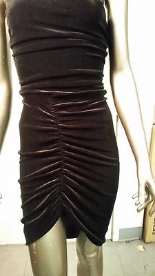 New Frederick's Of Hollywood Black Velvet Off The Shoulder Shirred Dress - Image 1 of 4