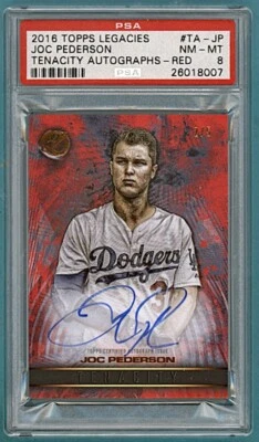 2016 Topps Legacies Tenacity Autographs Joc Pederson Auto Red /5 #TA-JP PSA 8! - Image 1 of 2