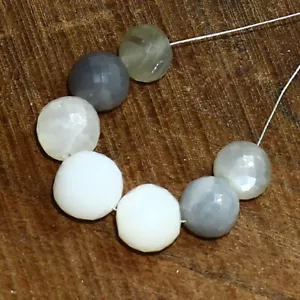 Piedra lunar facetada cuentas redondas briolette natural piedras preciosas sueltas para hacer joyas - Imagen 1 de 3