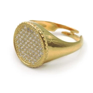 Anello Rotondo in Argento 925 Placcato Oro Modello Chevalier con Zirconi Bianchi - Foto 1 di 5