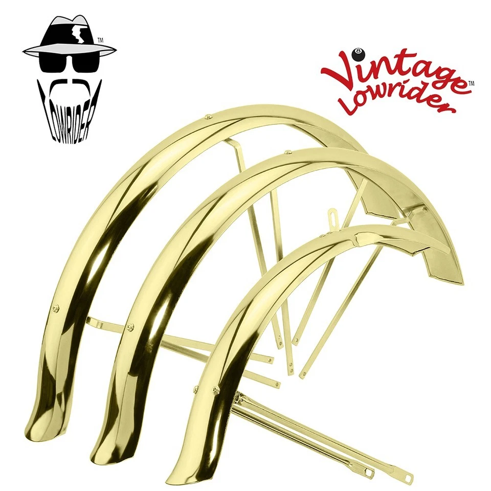 VINTAGE LOWRIDER 26" Hollow Tricycle Conversion 2 Rear & 1 Front GOLD Fender. - Image 1 of 1