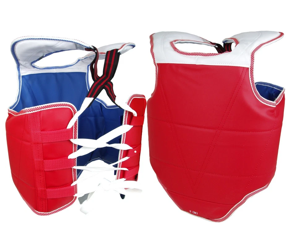 New Martial Arts Chest Guard Reversible Body Protector Taekwondo Sparring Gear - Image 1 of 4