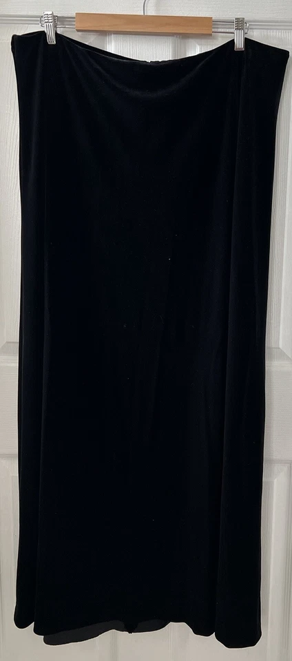 Alex Evenings Maxi Skirt Black Velvet Plus Size 1X Zip Elastic Waist Whimsigoth - Image 1 of 4