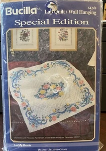 Bucilla Stamped Cross Stitch Pattern Loving Hearts Lap Quilt #64249 NWT - Picture 1 of 3