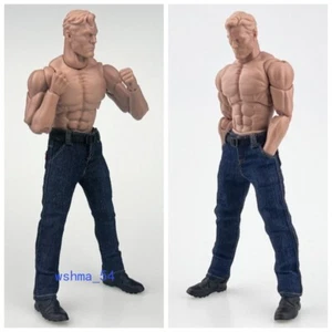 1/12 Jeans Pants Trousers with Belt Clothes For '' Male Action Figure Body - Picture 1 of 13
