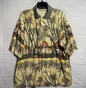 Camicia hawaiana vintage anni 90 Friday Club bottoni colletto uomo grande giallo floreale - Foto 1 di 8