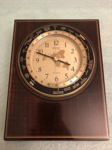 SEIKO World Time Alarm Desk Clock 22 Countries Traveler Gift Cover