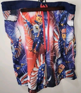 USA Patriotic Print Swim Trunks Board Shorts XL Eagle And Cat All Over Print - Bild 1 von 2