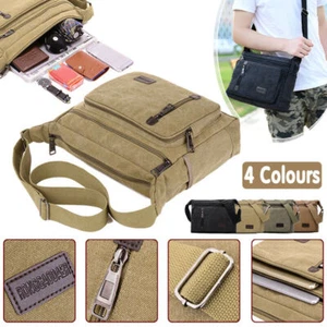 Retro Men's Canvas Shoulder Messenger Bag Crossbody Satchel Travel Man's Bags AU - Picture 1 of 16