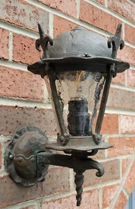 Antique Porch Light Sconce Murlin Mfg. Bronze Tudor Vintage Lantern - Picture 1 of 12