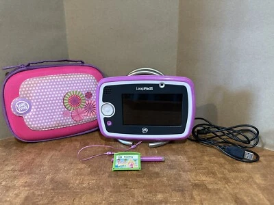 LEAP FROG LEAP PAD 3 PINK LEARNING TABLET W CASE, BARBIE GAME, STYLUS, USB WORKS - Image 1 of 4