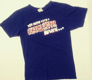 Cheerleader Shirt Size Small Juniors Funny Graphic Top Blue  - Picture 1 of 5