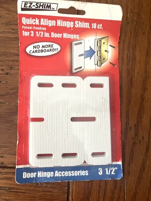 Cuña de bisagra de alineación rápida EZ Shim HS350BP, 3-1/2 pulgadas L x 1/16 pulgadas T, plástico blanco 18 Foto 1 de 3