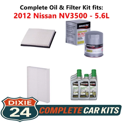 2012 Nissan NV3500 5.6L Complete Oil, Air & Cabin Filter Kit (5W-30) Foto 1 de 4