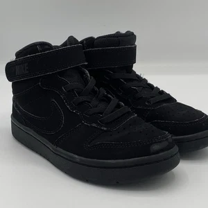 Nike Court Borough Mid 2 Sneakers SIZE 12c Kids Youth Black Suede CW5868-001 - Picture 1 of 11
