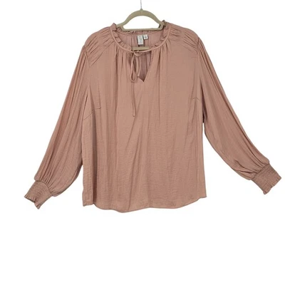 Blusa victoriana moderna manga larga campesina satinada escote plisado Joie 1x flexión Foto 1 de 4