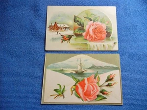 2 VIKTORIANISCHE WERBUNG HANDELSKARTEN FÜR LÖWE KAFFEE WOOLSON SPICE CO. ROSA ROSEN - Bild 1 von 4
