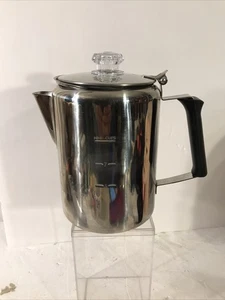 Cafetera percoladora de 9 tazas de acero inoxidable 18/8 perilla de vidrio de acero para camping RV - Imagen 1 de 13