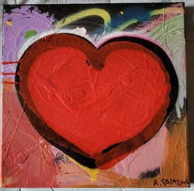 Pintura en lienzo abstracta Corazones de esperanza Alejandro Rojas Salazar Foto 1 de 2