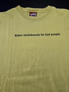 Vintage 90s Baker Skateboards For Bad People Jim Greco Pro T-Shirt, Sz XL 23x30" - Picture 1 of 17