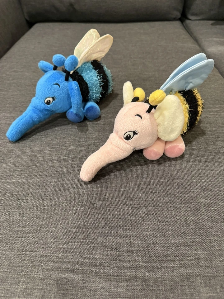 Rare Disneyland Winnie The Pooh Blue And Pink Heffalump Bee Bean Bag Plush 9" - Image 1 of 4