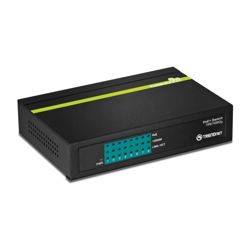 TRENDnet 8-Port Gigabit PoE+ Switch, 8 x Gigabit PoE+ Ports, 123W PoE Power Budg - Image 1 of 1