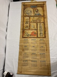 Vtg 1985 1986 Bamboo Scroll Calendar Double Sided. Stove Collectible Shelf Theme - Picture 1 of 6