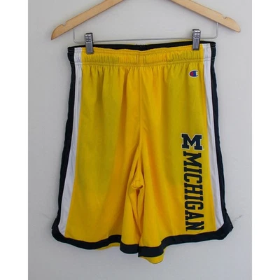 Pantalones Cortos Champion University of Michigan Medianos Amarillo Cintura Elástica Baloncesto Foto 1 de 4