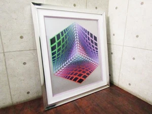 Victor Vasarely " Test Tarka " 1990 Serigrafia Stampa Autografo H 41,7 x L 37 in - Foto 1 di 9