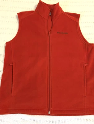 Chaleco polar Columbia naranja talla mediana cremallera completa cuello falso bolsillos con cremallera para hombre Foto 1 de 4