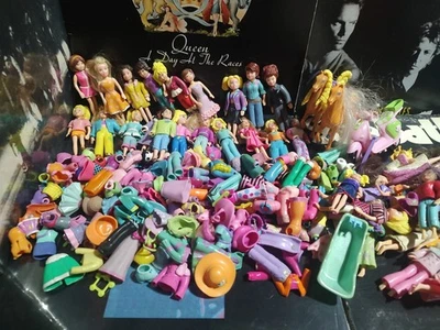 Large Polly Pocket 35 Dolls Plastic & Rubber Clothes Shoes Horse Accessory Lot!  - Image 1 of 4