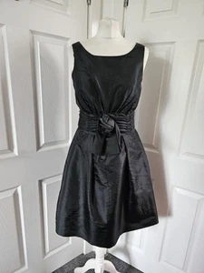 Roman Originals schwarz Partykleid Größe 10 Rosette Fit & Flare Midi Netz - Bild 1 von 15