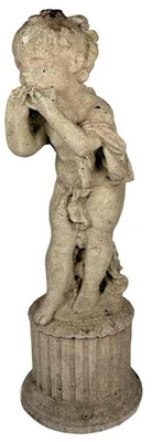 Antigua estatua francesa victoriana Luis XVI cemento fundido querubín putti ángel jardín Foto 1 de 4