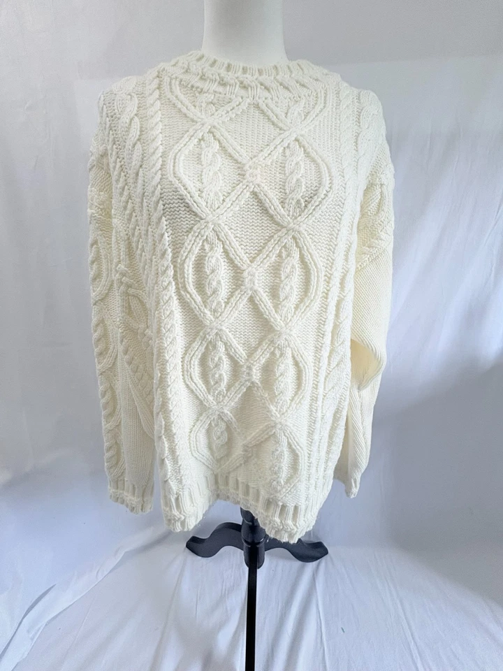 Suéter feminino Image Cable malha tamanho 2X (22) branco creme LS gola redonda - Imagem 1 de 4