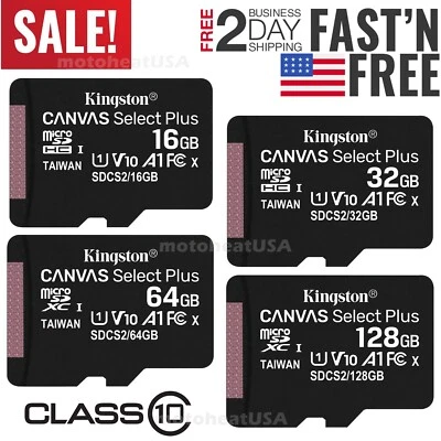 Kingston Micro SD Card 32GB 64GB 128GB 256GB Class 10 100MB/s TF Memory Card Lot - Image 1 of 4