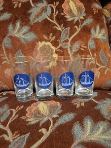 Juego de 4 gafas de colección America Nautical Clipper Ship - Imagen 1 de 2