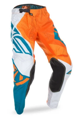 Fly Racing Evolution 2.0 MX Off Road Pants Orange/Dark Teal Youth Size 28 Short - Image 1 of 4