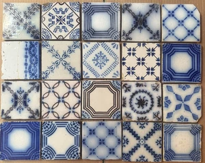 FRANCIA AZULEJOS ANTIGUOS - PAS DE CALAIS - DESVRES - 20 - TILE SET c1870 - Bild 1 von 6