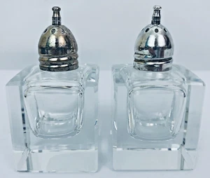 Vintage Mid Century Modern Glass Salt & Pepper Shakers 2.75" H x 1.5" W Inkwell - Picture 1 of 10