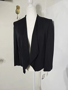 Nine West Damen Blazer Jacke vorne offen gefüttert schwarz Nadelstreifen Tasche Gr. 10 - Bild 1 von 11
