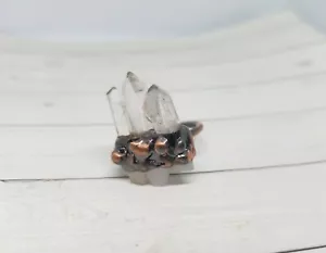 Clear Quartz Crystal Copper Electroformed Soldered Adjustable Ring - Picture 1 of 3