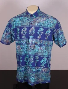 RUM REGGAE Herren Large Cotton Aloha Shirt Kauai Coffee Company Blau Multi Print - Bild 1 von 12