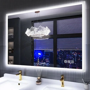 36x28 inch LED Bathroom Illuminated Vanity Mirror Antifog Wall Touch Makeup IP44 - Picture 1 of 7