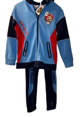 Super Mario 2 Piece Full-Zip Hoodie Jogger Pant Set Video Game Boys Sz 10/12 - Image 1 of 4