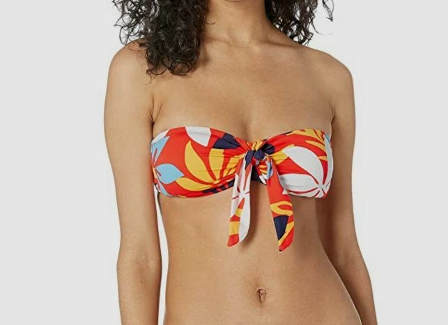 $36 Hobie Mujer Naranja Floral Bloomy Daze Bandeau Bikini Natación Top Talla Pequeña Foto 1 de 1