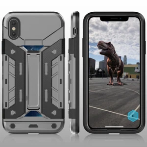 For iPhone XS X 6S Plus Shockproof Hybrid Rubber Hard Case Cover with Kick-Stand - Picture 1 of 19