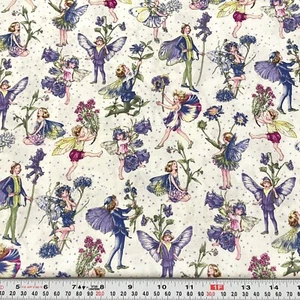 Petite Fairies Flower Fairies Michael Miller 2008 White Cotton by the HALF YARD - Picture 1 of 2